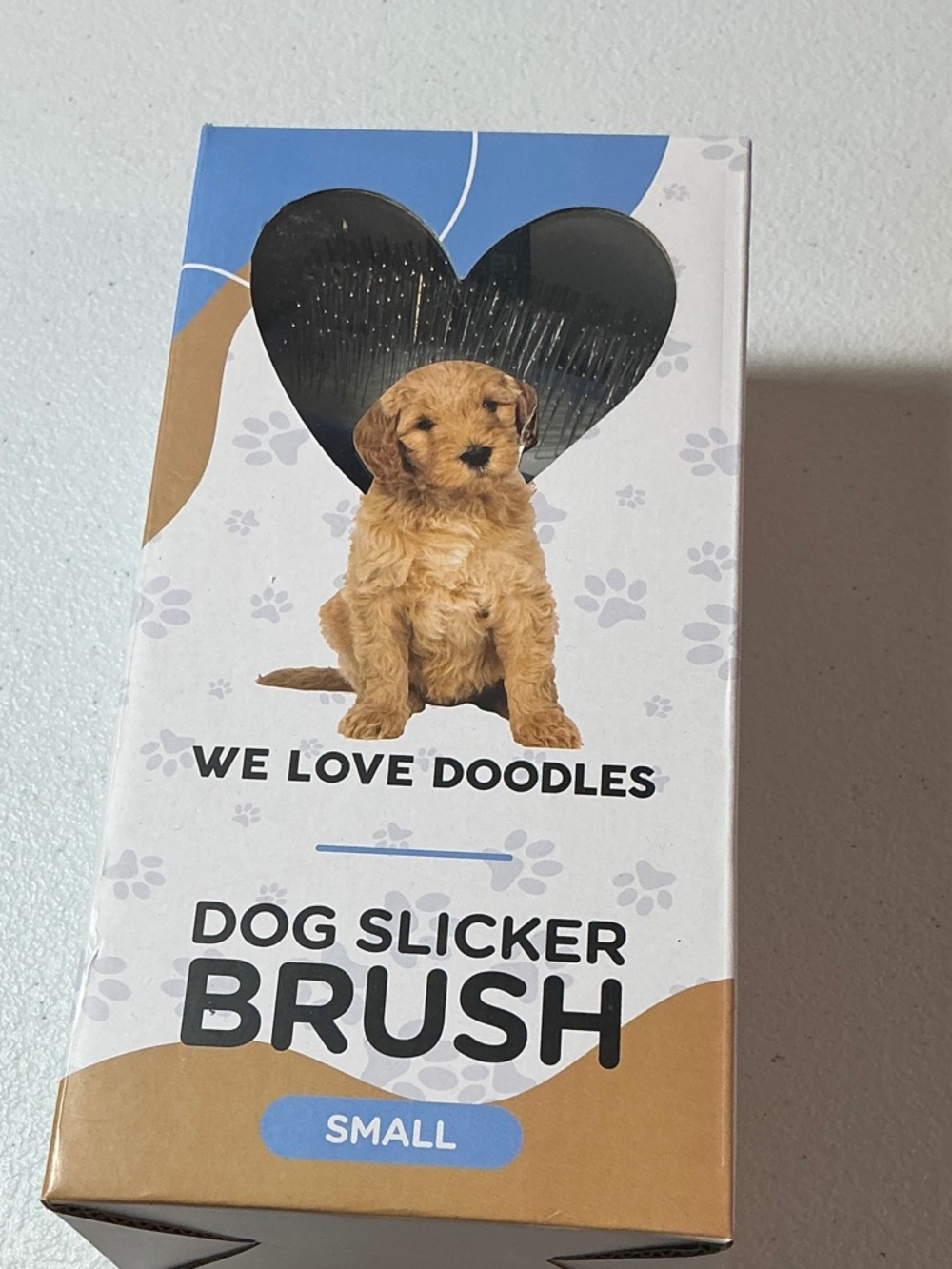 Small Dog Slicker Brush - Tan & Blue